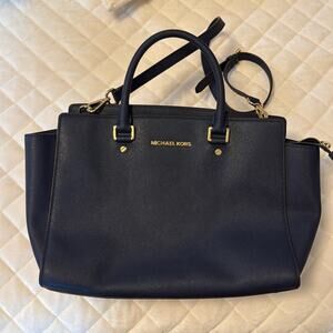 Michael Kors Dark Navy Leather Blue Purse